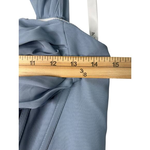 Azazie Amyra A10 Dusty Blue Sheath Off Shoulder Stretch Satin Convertible Dress - Picture 10 of 12